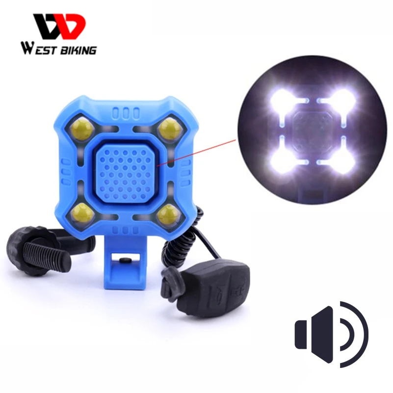 

WEST BIKING 2 IN 1 Bike Horn Light 140db 5 Sounds Waterproof Bicycle Electronic Alarm Electric Warning Bell With Lamp 350 Lumen
