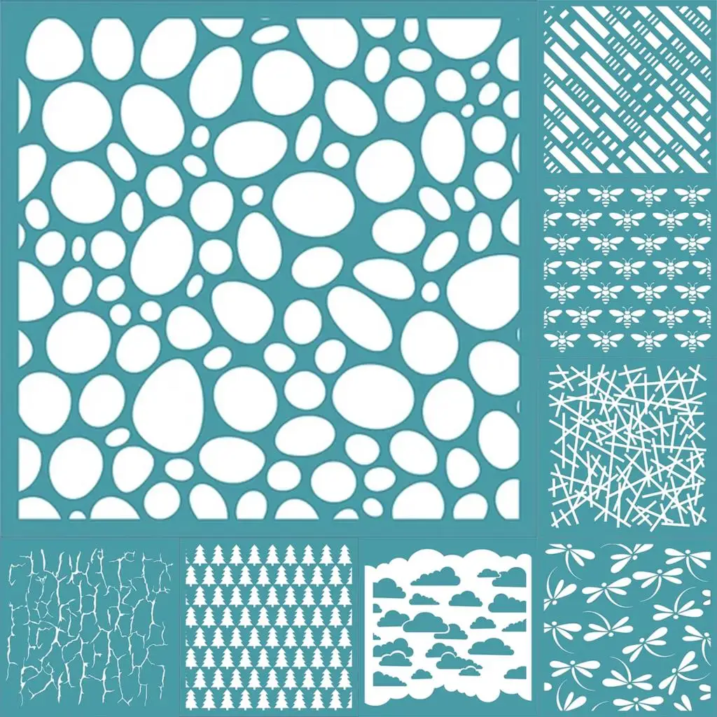 

8Pcs/Set Tree Dragonfly Background Plastic Stencil Template Paper Card Handmade Scrapbook Decoration Photo Album Craft Stencil