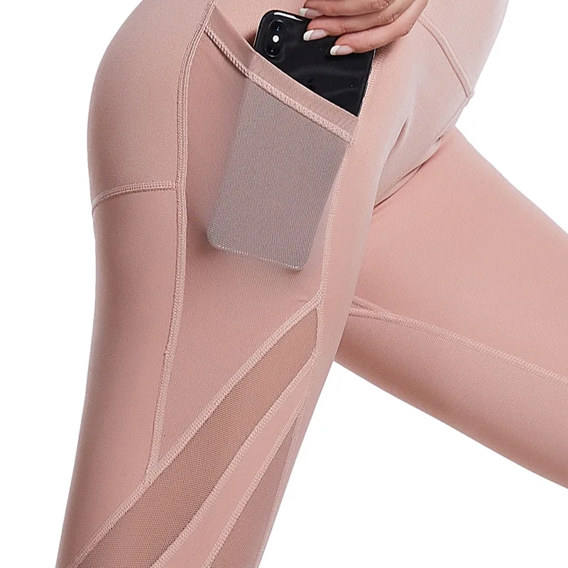 Сетчатые штаны для йоги одноцветные спортивные брюки с карманами колготки