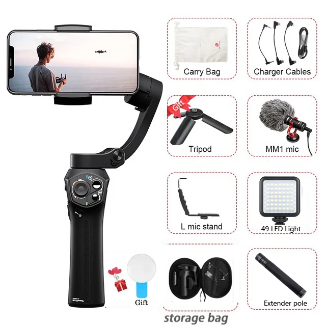 Snoppa Atom 3 оси ручной карданный складной карманный стабилизатор для iPhone X huawei p30 Gopro hero 7 PK Джи Осмо мобильный 2 - Цвет: whole set