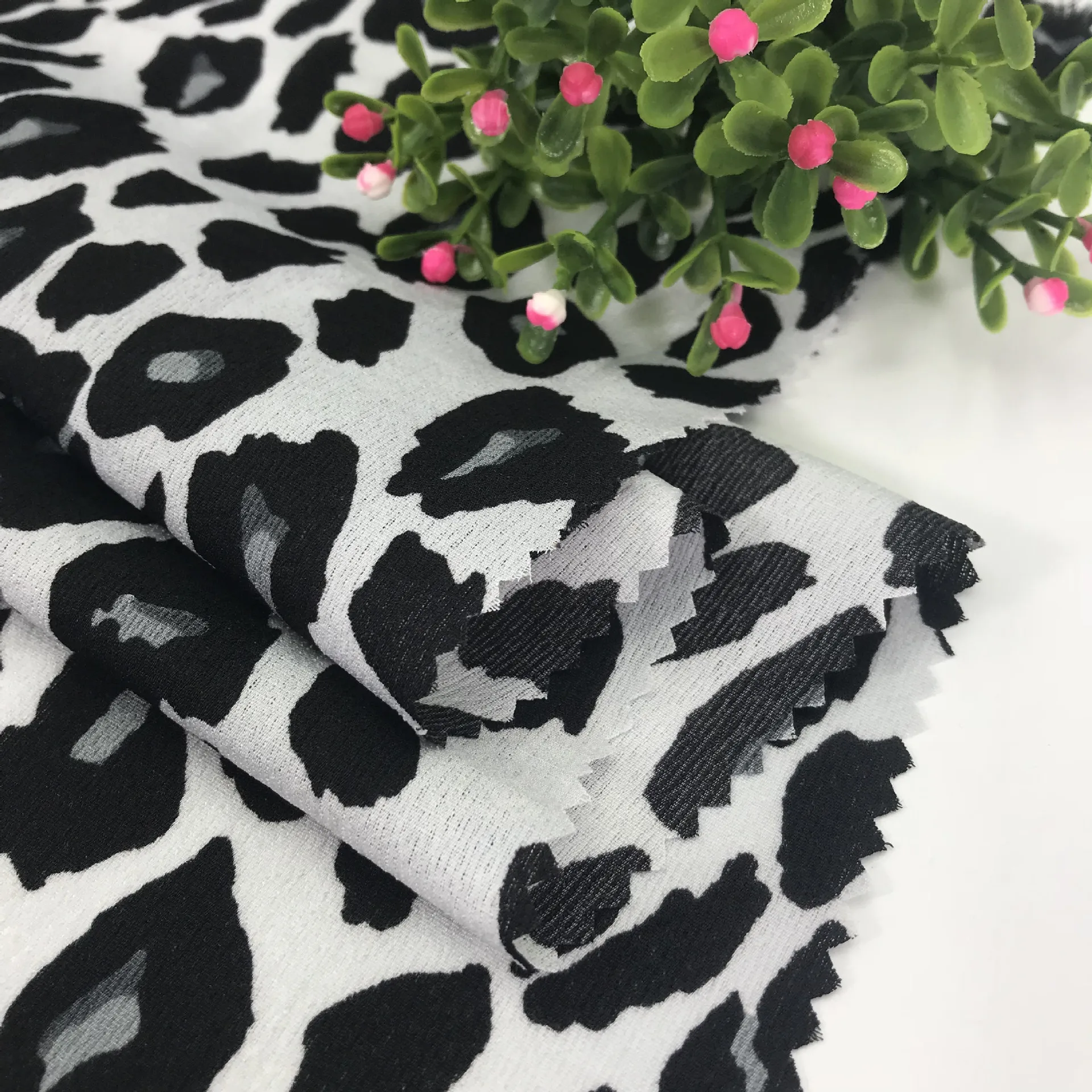 Шифон Леопардовый принт полный полиэстер фабричное кружево хлопковая ткань