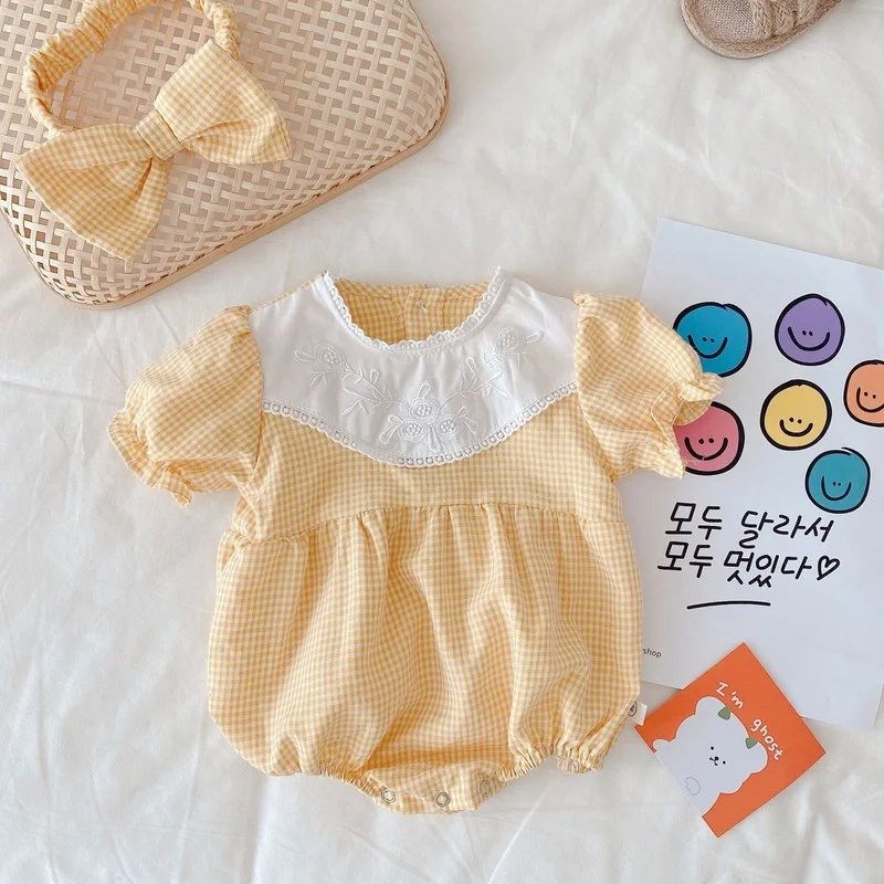 

baby clothes 2021 summer baby girl embroidery Princess rompers clothes foreign style one piece package fart clothe girls