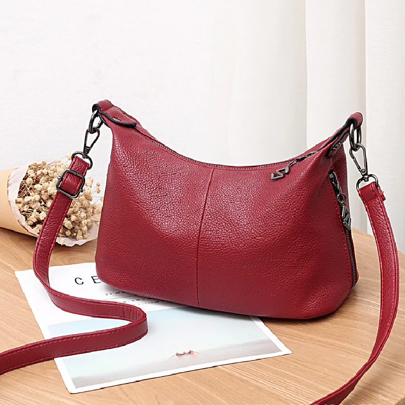 2020 модные сумки через плечо для женщин Черная мягкая женская однотонная