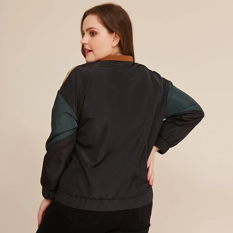 Женская куртка контрастных цветов Siskakia повседневная черная с прострочкой пальто