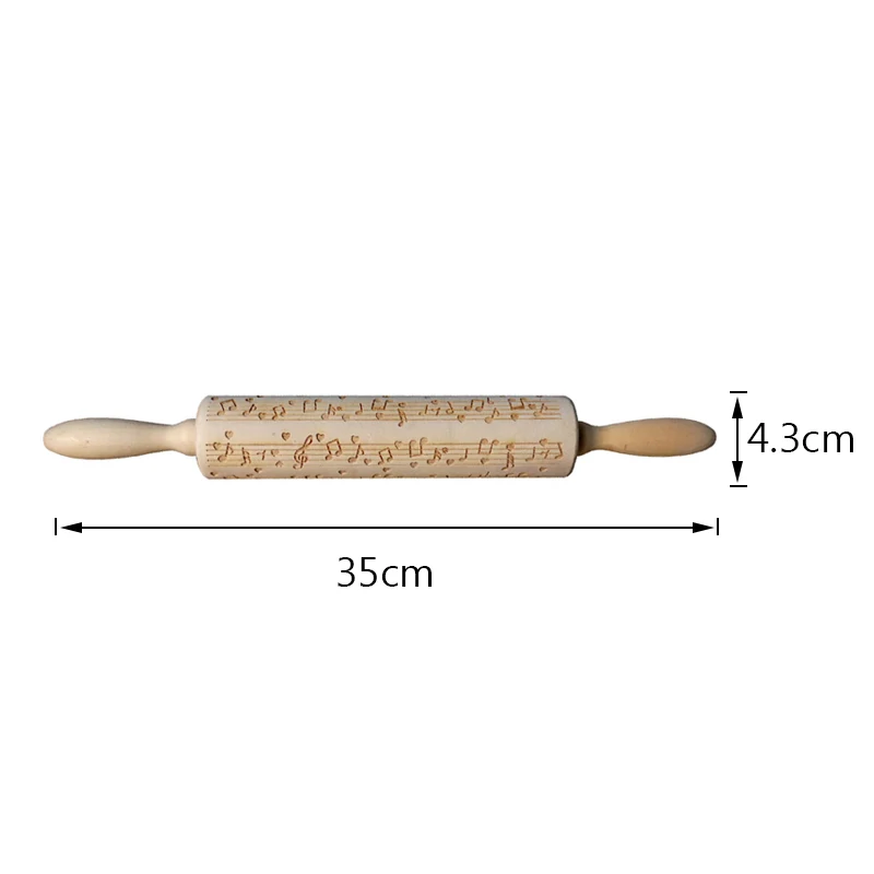 Рождественская деревянная скалка для тиснения в виде нот печати рельефная