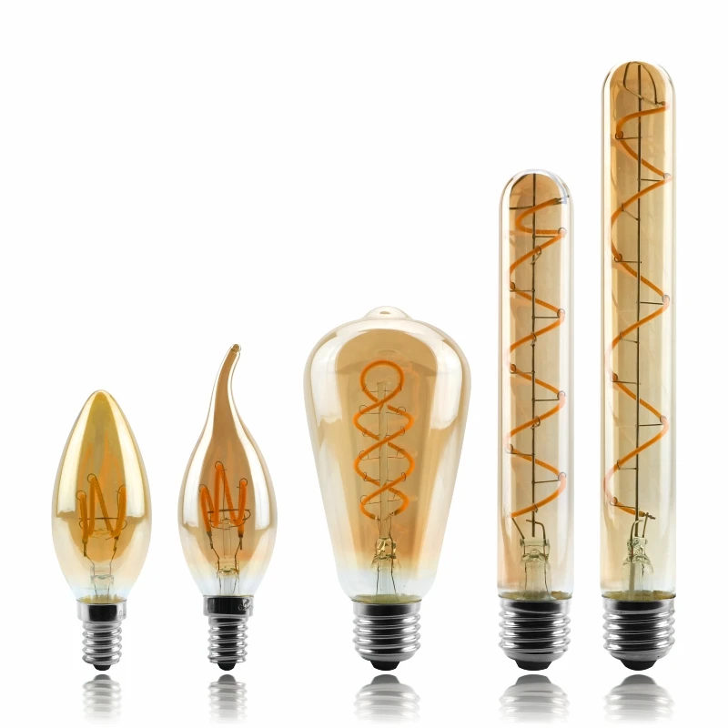 С регулируемой яркостью Edison лампа 4 Вт 2200K C35 T45 A60 ST64 G80 G95 G125 спираль светильник светодиодный Лампа накаливания подвесной светильник в стиле ретро декоративный светильник ИНЖ