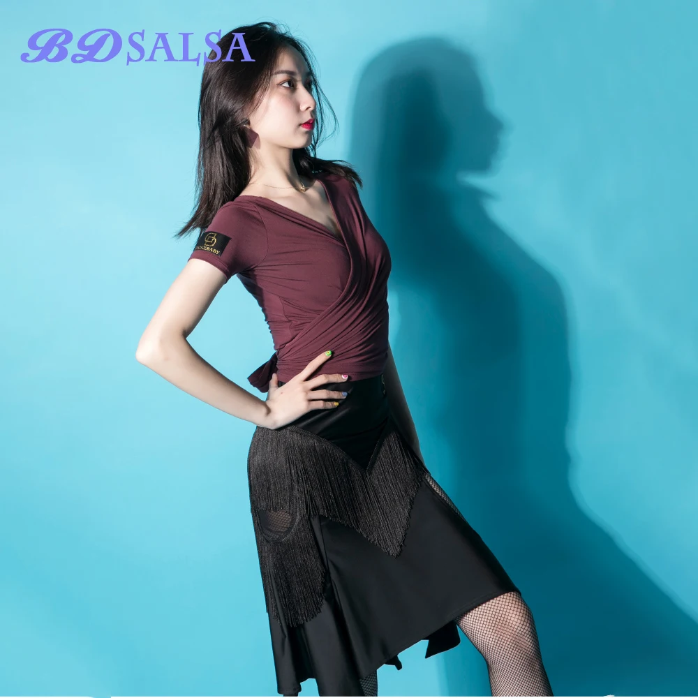 2020 Tops Latin Dance Clothes Coat Female Adult The New Practice Clothes Dance Costume Dancing Clothing 440 V-neck Long Sleeve