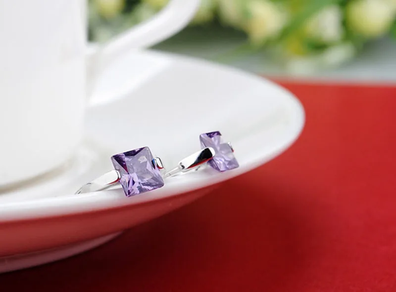 Серьги-клипсы с аметистом женские изящное Ювелирное Украшение из стерлингового