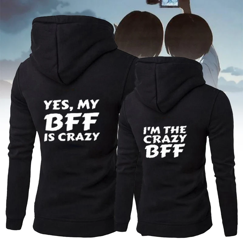 Bff 01 02 толстовка с буквенным принтом лучший друг Толстовка для женщин с длинным рукавом Толстовка с капюшоном Harajuku пуловер