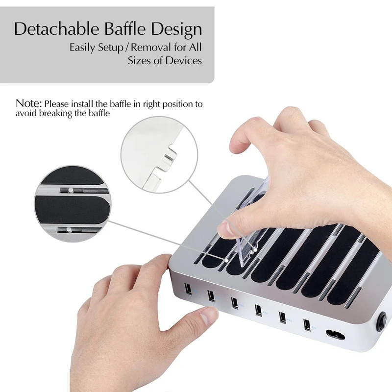 

Multifunctional and Durable 6 Port USB Desktop Charging Station Suitable for Office Use (US Plug)