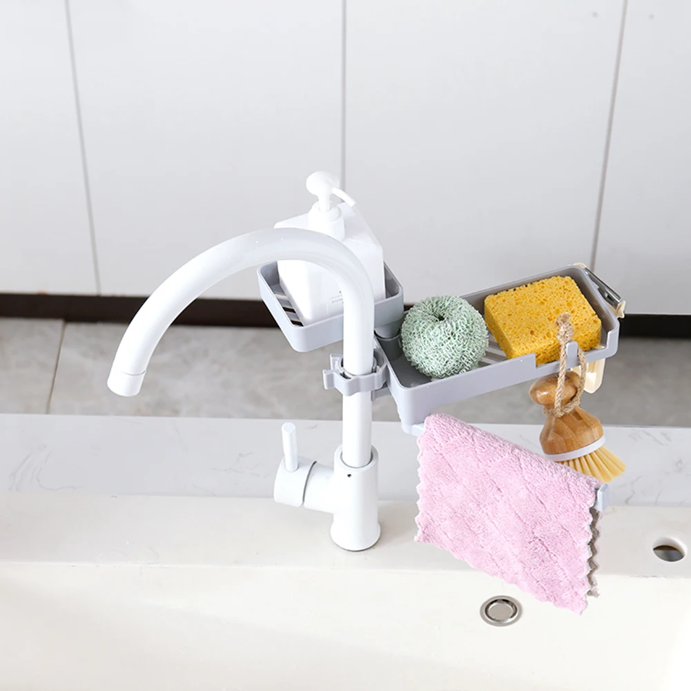 Creative Kitchen Bathroom Sink Faucet Storage Shelf Sponge Soap Dish Cloth Drain Rack Pool Rag Organizer Holder | Дом и сад