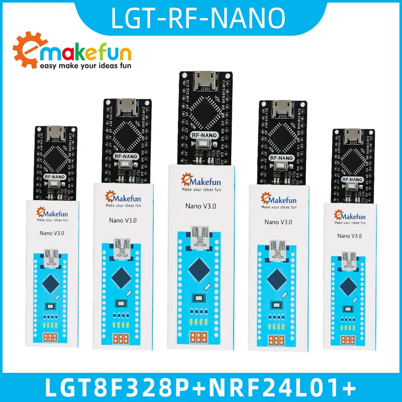Emakefun 5 шт. LGT-RF-Nano для Arduino Nano V3.0 плата LGT8F328P интегрированная NRF24l01 + Micro USB с