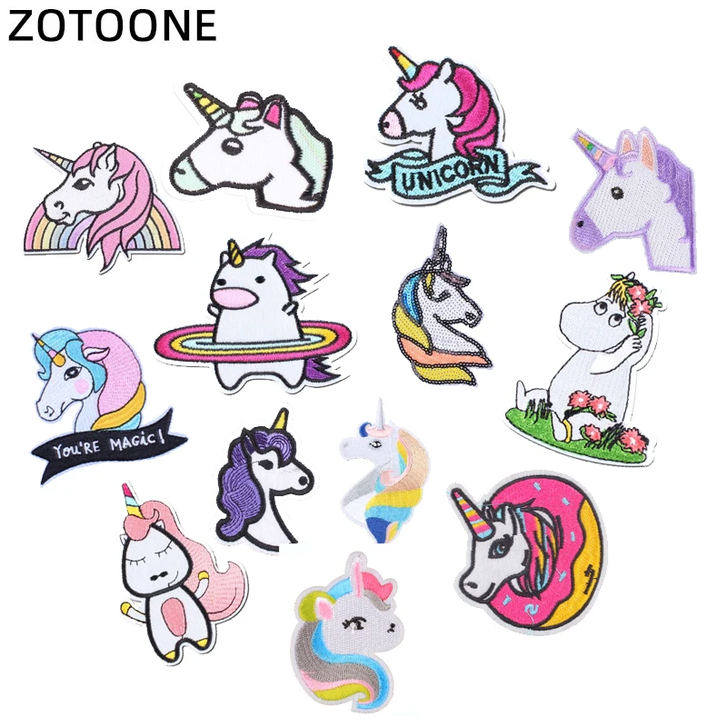 ZOTOONECartoon нашивки в форме единорога наклейки сделай сам железо на одежду