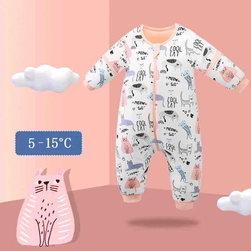 Spring & Autumn & Winter Baby Sleeping Bag For Girls Kids Split Leg Sleepsacks Children Cotton Pajamas Jumpsuit Bedding Set
