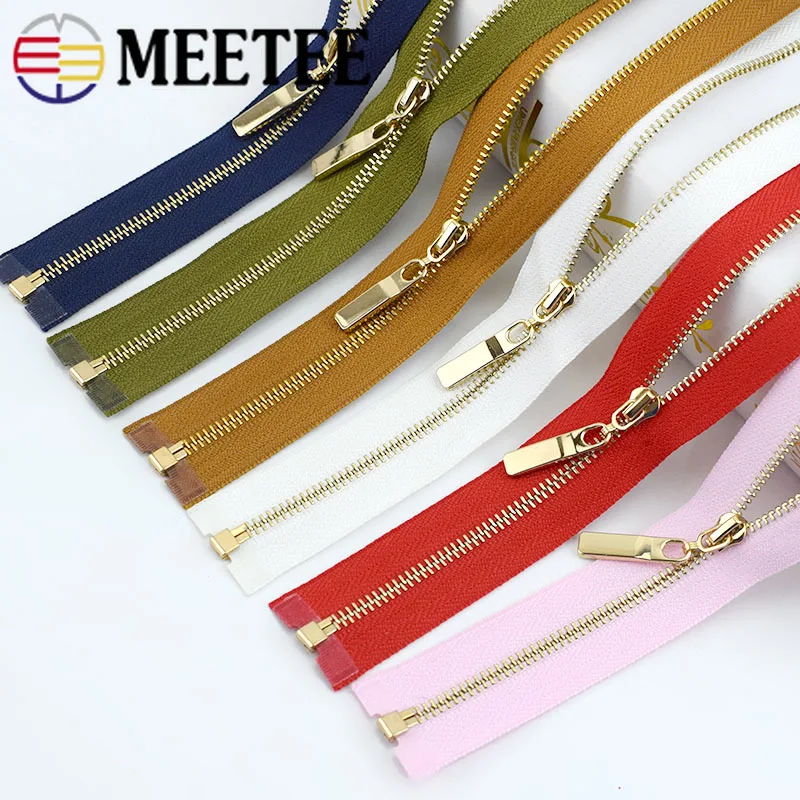 2 шт. Meetee 3# Металлические молнии с открытым концом 40/70 см золотые зубы Длинные молнии для шитья сумки пуховик юбка одежда аксессуары