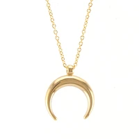 exquisite stainless steel ox moon necklace half moon necklaces pendants thin rolo cable chain diy gift jewelry
