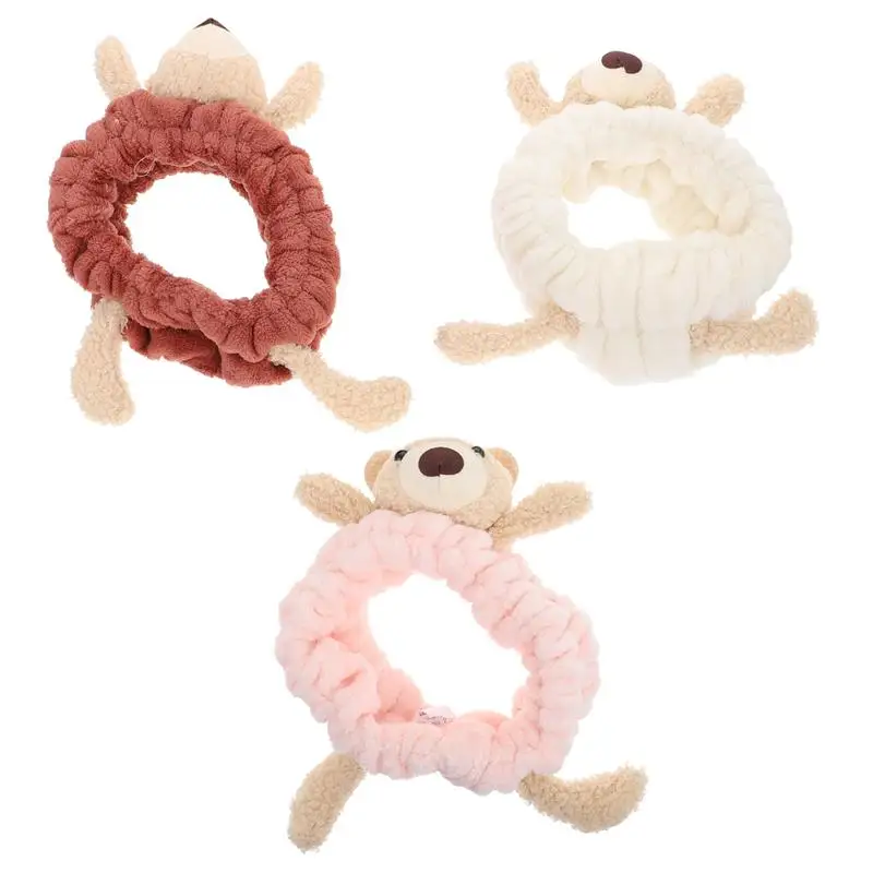 

3Pcs Makeup Headbands Wash Face Headbands Girl Hair Ties (Assorted Color)