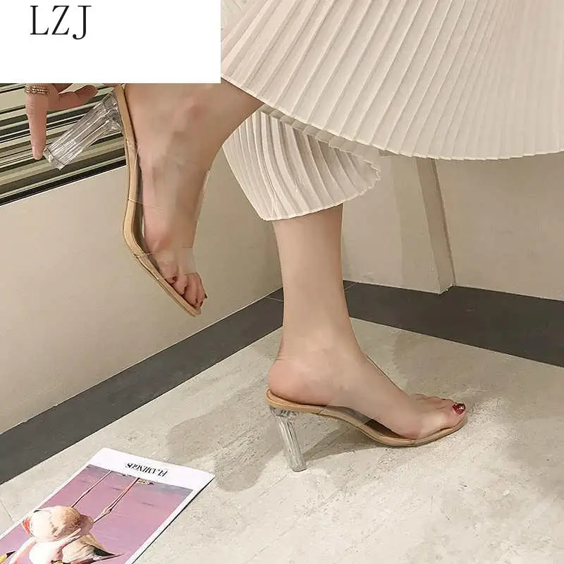 

2020 HOT Clear Heels Slippers Women Sandals Summer Shoes Woman Transparent High Pumps Wedding Jelly Buty Damskie High Heels