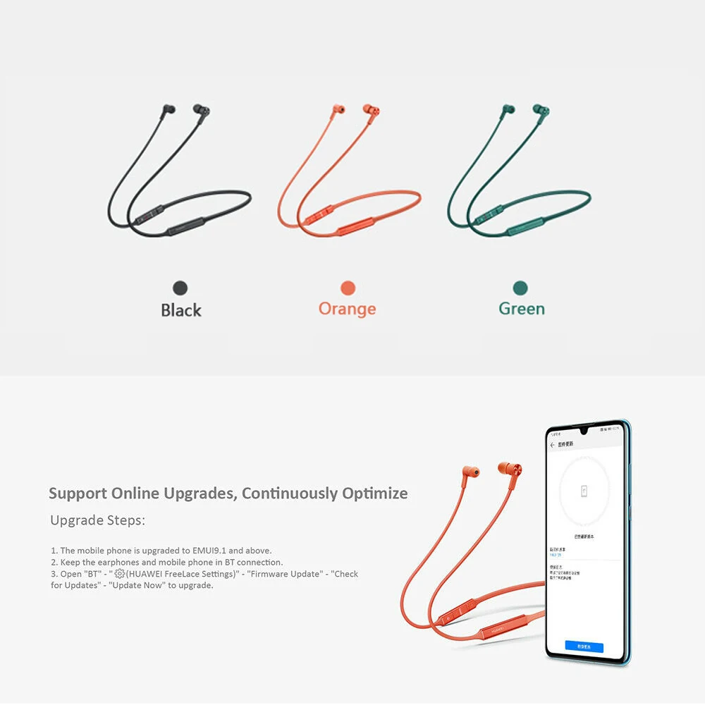 Huawei FreeLace оригинальные наушники CM70 Bluetooth спортивные наушники-вкладыши беспроводные наушники водонепроницаемые смарт-наушники для быстрой зарядки