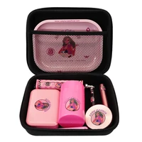 rolling tray set pink tobacco kit herb grinder with glass smoking pipe herb container rolling machine stash jar