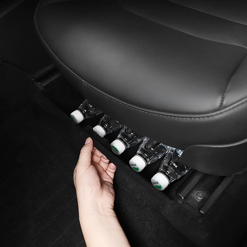 

KCOOSO ABS Under Seat Storage Box For Tesla Model Y Only Flocking Organizer Containers Car Accessories