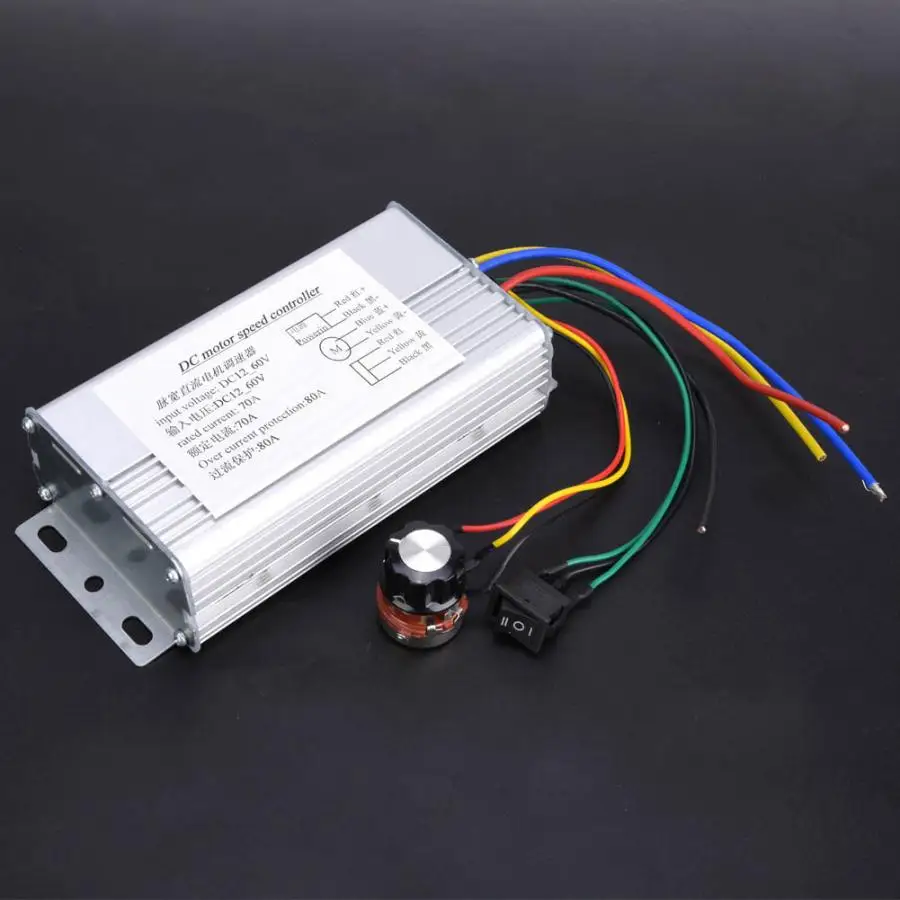12V 60V 70A PWM контроллер скорости двигателя постоянного тока Реверсивный шагового с