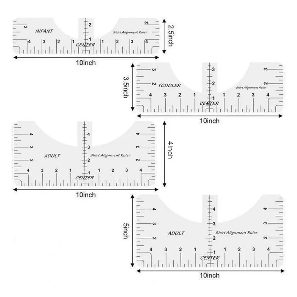 

1 Set Alignment Ruler Convenient Accurate PVC T-Shirt Multiscale Guide Ruler for Tailor