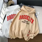 Новинка 2021, свитшоты с надписью Brooklyn, бархатные зимние женские толстовки с капюшоном, женские хлопковые утепленные толстовки, женские осенние Топы