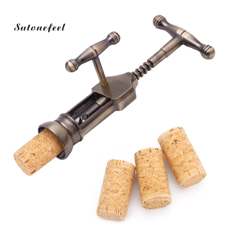 Металлическая пробковая открывалка для вина всех бутылок из пробкового дерева с