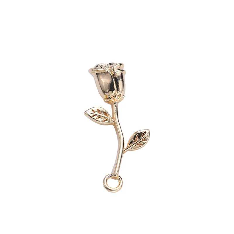

Dainty Rose Blossom Branch Charm Delicate Boho Gold Filled Pendant Dropshipping