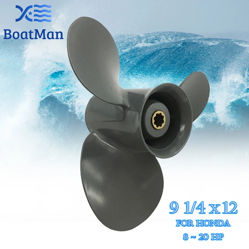 BoatMan® 9 1/4x12 Aluminum Propeller for Honda 8HP 9.9HP 15HP 20HP Outboard Motor 8 Tooth Engine 58130-ZV4-012AH RH Outlet