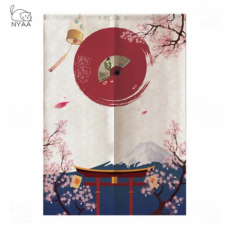 

Japanese Cherry Door Curtain Partition Curtain Kitchen Bedroom Half Curtain Noren Entrance Feng Shui Door Curtain