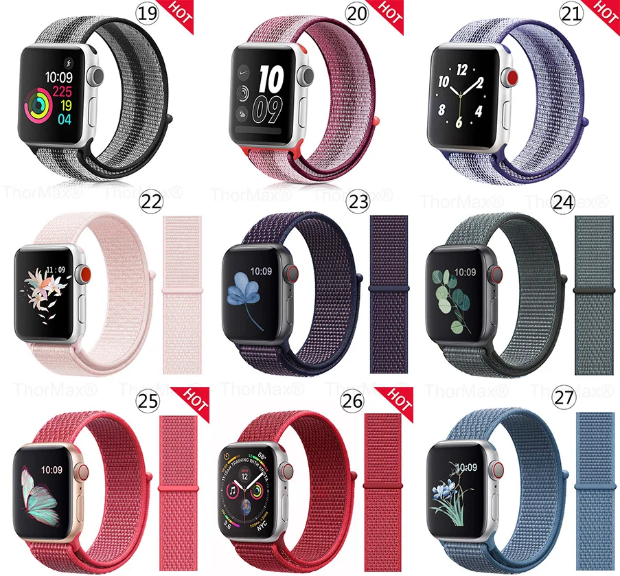 Ремешок для часов Apple Watch 4 серии 5 4 3 мягкий легкий дышащий нейлоновый спортивный ремешок 38 мм 42 мм 40 мм 44 мм Ремешки для наручных часов