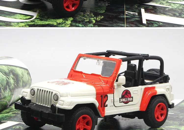 1/32 масштабные металлические автомобильные игрушки Jeep Wrangler, Парк Юрского периода, внедорожник, модель автомобиля, оттягивающие назад автомобили для детей, коллекция подарков