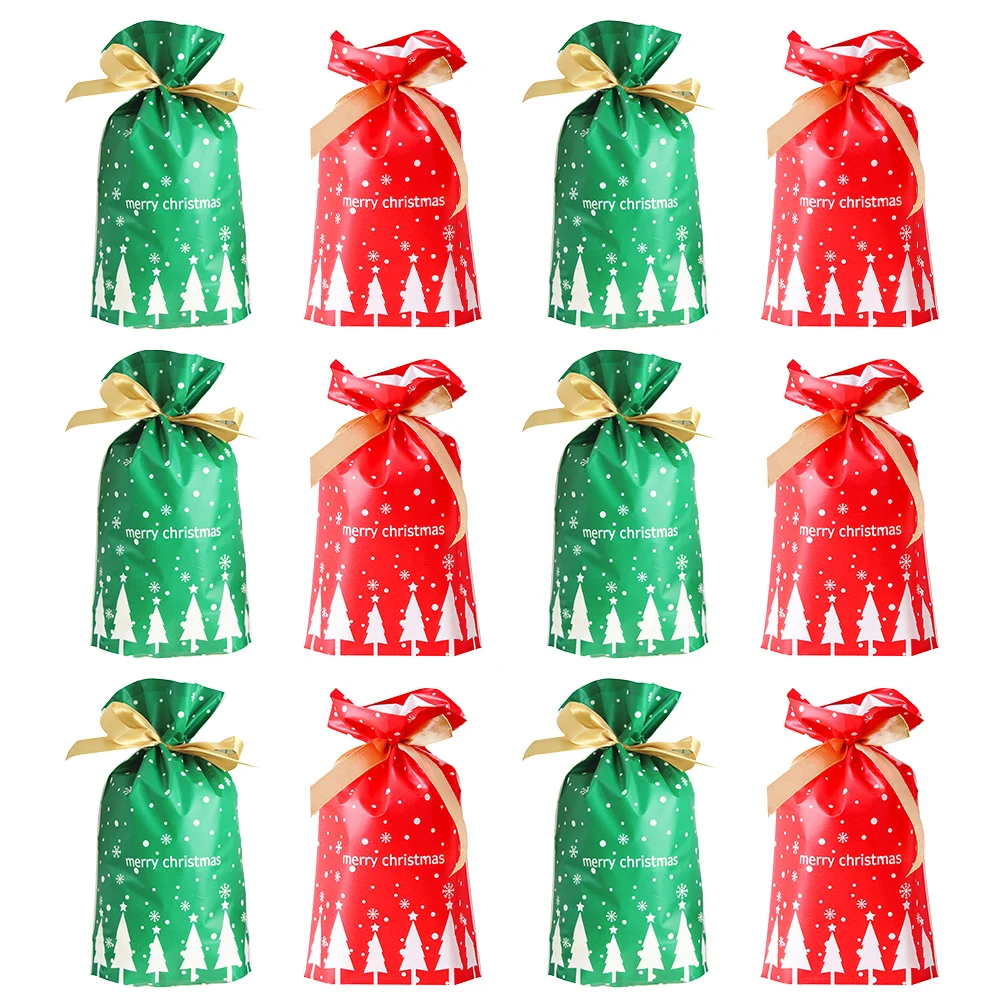 

30pcs Christmas Decorative Candy Drawstring Bags Chic Printing Gift Storage Bags