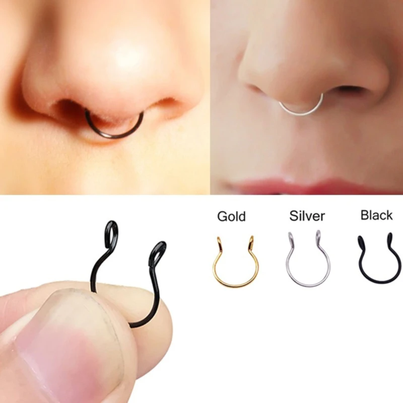 

1pcs U Shaped Fake Nose Ring Hoop Septum Rings Stainless Steel Nose Piercing Fake Piercing Oreja Pircing Jewelry