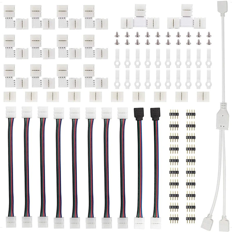 10mm 4 Pin Connector Terminal Splice RGB LED Strip Light Bar Adapter Accessories Kit for 5050 Jumper Wire Connector