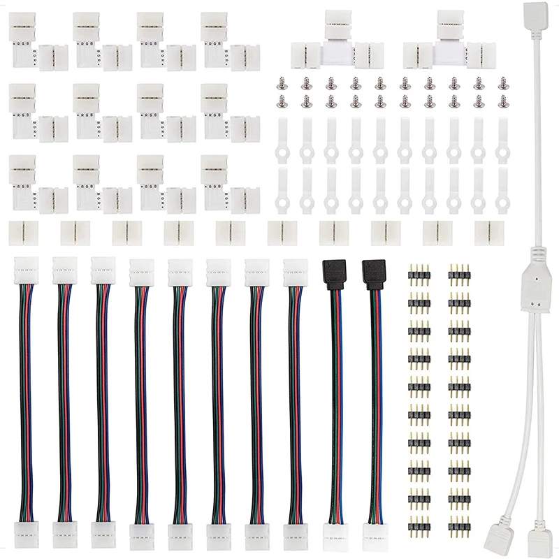 4 Pin Connector 10mm Terminal Splice L T I Shaped RGB LED Strip Light Bar Adapter Accessories Kit for 5050 Jumper Wire | Обустройство