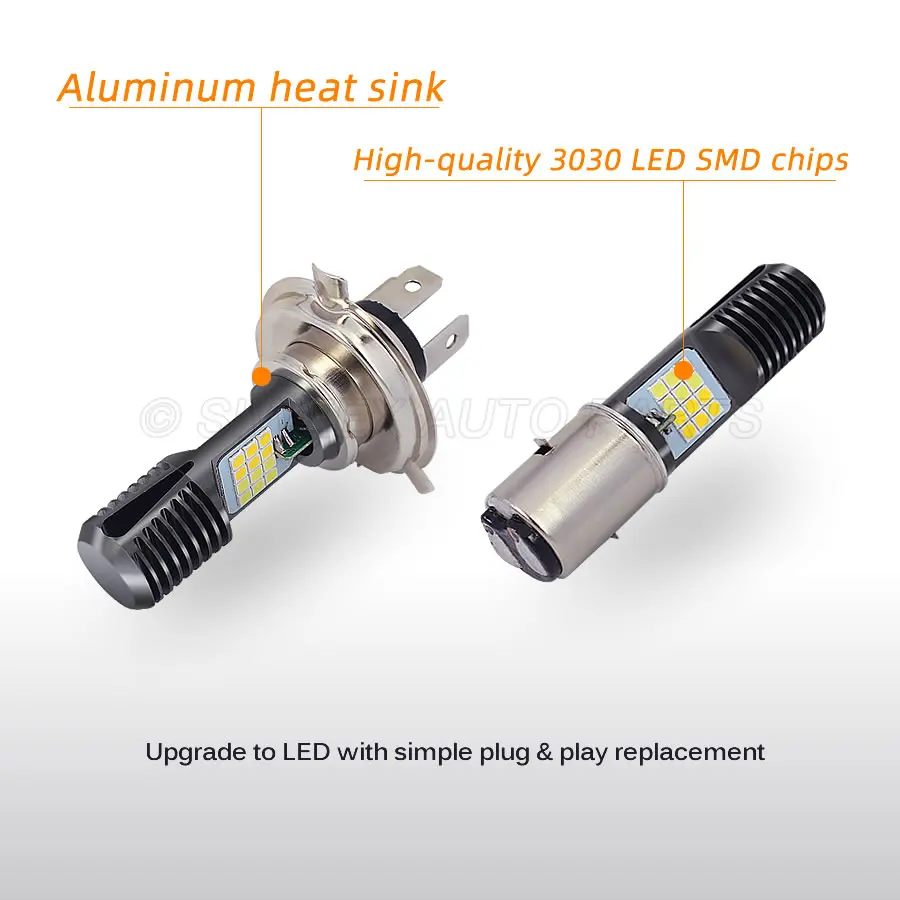 1 шт. мотоциклетная фара PX15D H4 BA20D Led 24 SMD 3030 ATV Мотоцикл Скутер лампы желтые белые