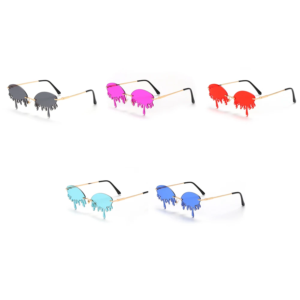 

New Fashion Rimless Sunglasses Women New Vintage Unique Tears Shape Steampunk Sunglasses Female Gafas Shades UV400 Hot Sales