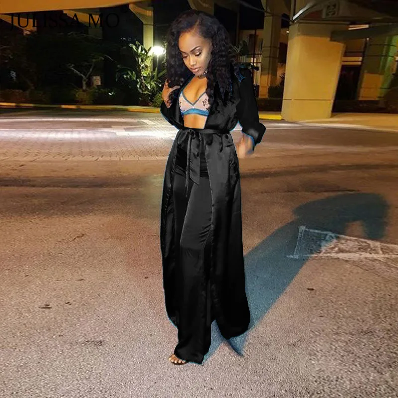 Женский атласный комплект JULISSA MO из двух предметов Повседневный Кардиган