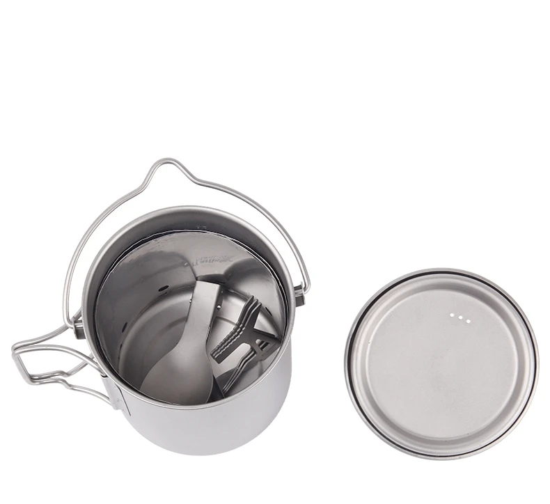 Портативная посуда из чистого титана для кемпинга пикника подвесная и вилка