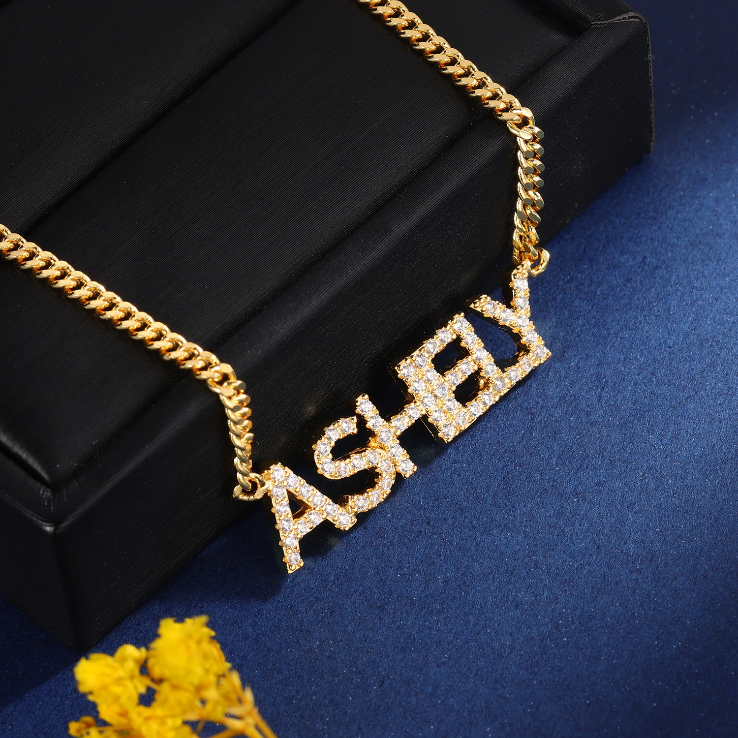 

Iced Out Baguette Initials Numbers Hip Hop Pendant Chain Gold Color Bling Zirconia Men's Hip Hop Pendant Jewelry Cuban Chain