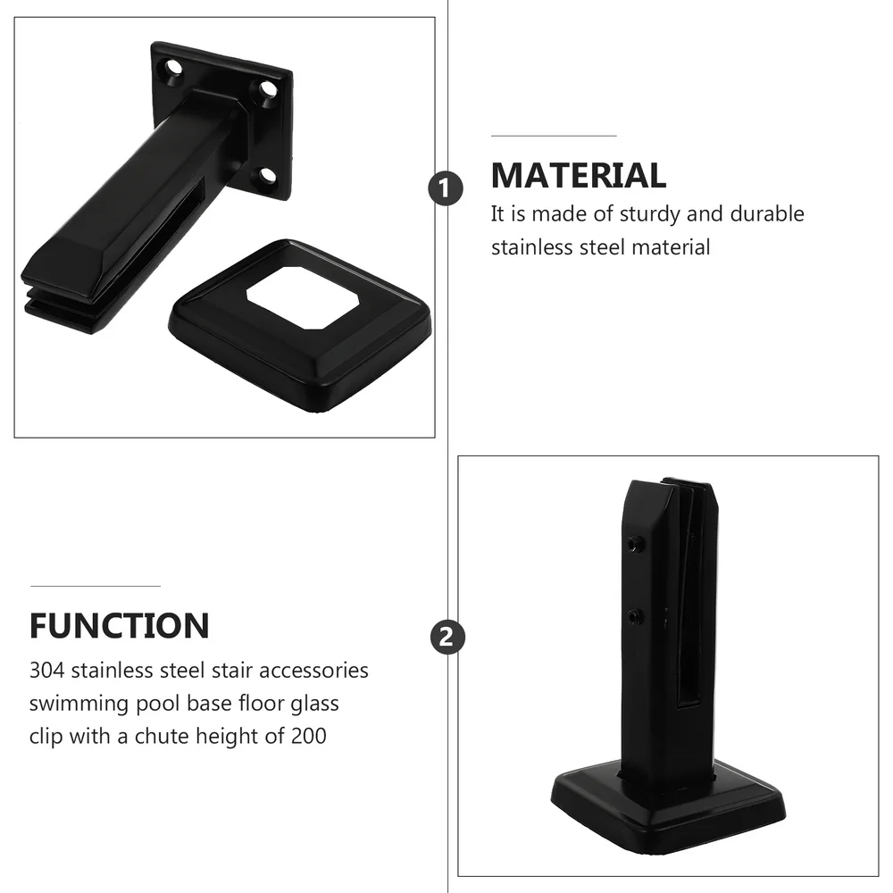 

1Pc Practical Sturdy Glass Fixing Clip Bracket Replacement Glass Clamp (Black)