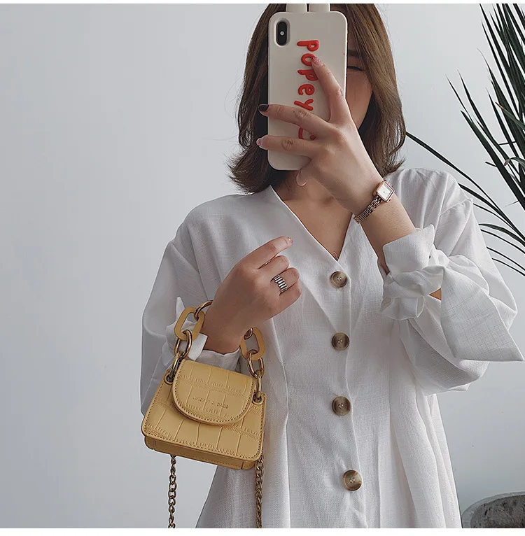 Fashion Mini Saddle Women Shoulder Bags Designer Brand Acrylic Chain Handbags Luxury Pu Leather Female Crossbody Bag Small Purse