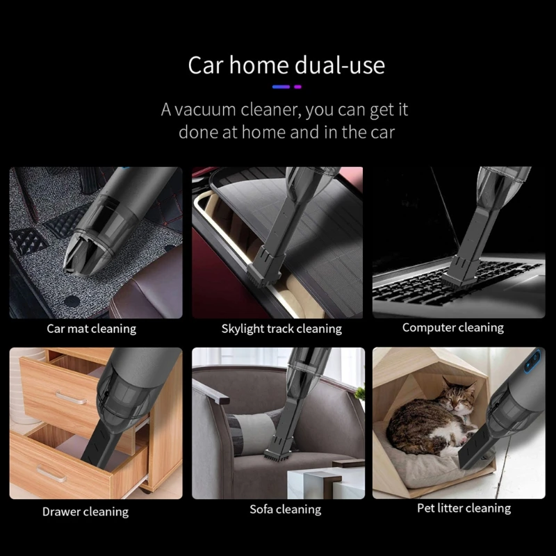 

Handheld Car Vacuum Cleaner Wireless Vacuum Auto Accessories Kit for Detailing and Cleaning Car Interior Home Cleaning Tool