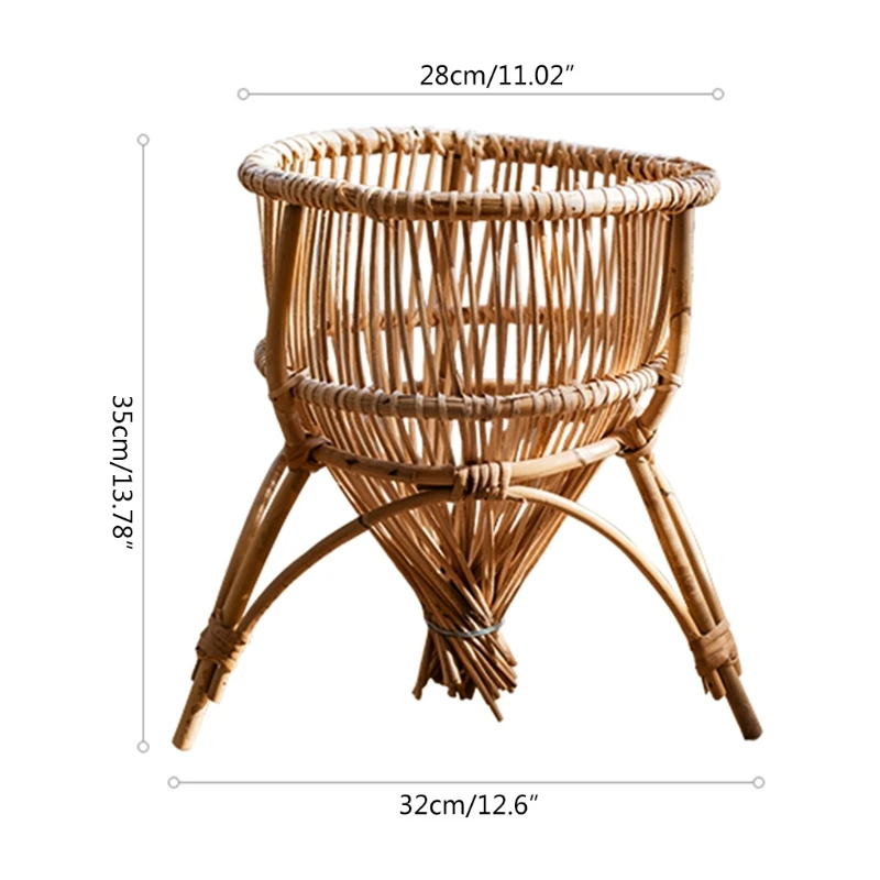 

Natural Rattan Plant Stand for Indoor Outdoor Flower Pots Basket Display Decor