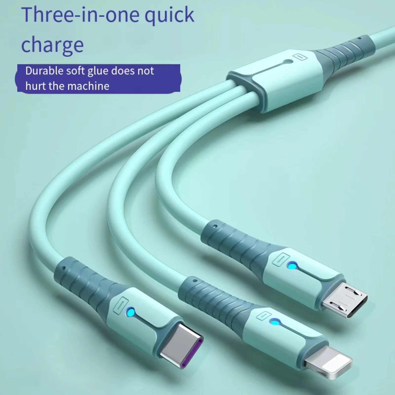 

3in1 Data USB Cable for iPhone Fast Charger Charging Cable For Android phone type c xiaomi huawei Samsung Charger Wire For iPad