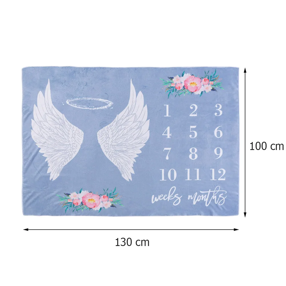 

130*100cm Angel Wing Pattern Newborn Hundred Days Full Moon Photo Photography Blanket Art Baby Milestone Blanket