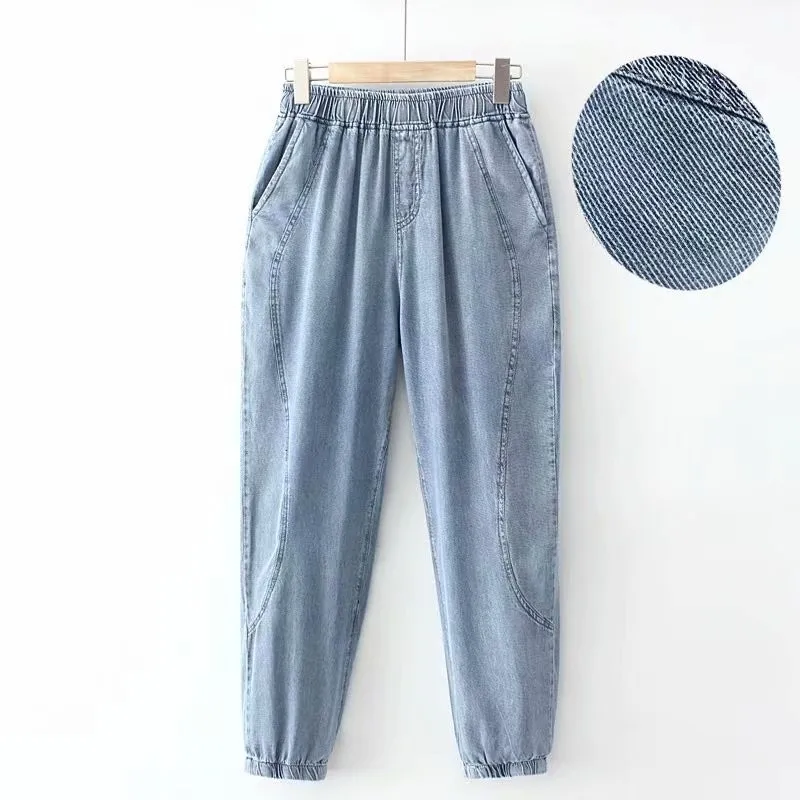 

Джинсы МОМ с высокой талией 2021, женские шаровары-бойфренды, женские свободные винтажные джинсовые брюки из 100% хлопка, женские шорты